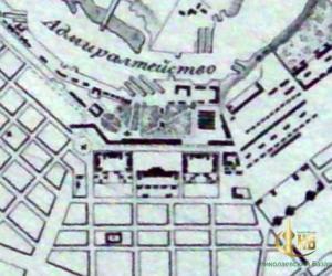 Схема Адмиралтейской площади на карте 1825 года