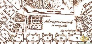 Схема Адмиралтейской площади на карте 1908 года
