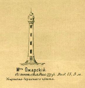 Изображение Ожарского маяка на карте лоции 1922 года