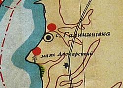 Ошибка в карте 1930 годов. Написан Аджарский маяк, вместо Ожарского.